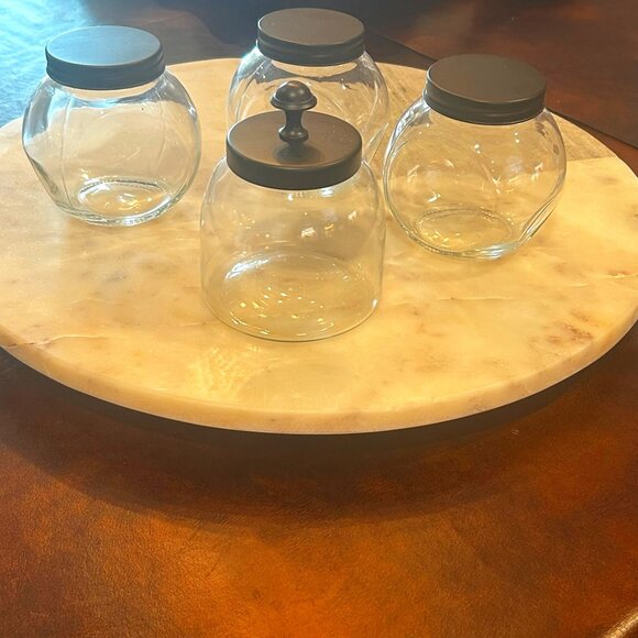 Set of 4 Vintage Small Apothecary Cotton Swabs Candy Spice Jars - Picture 1 of 10